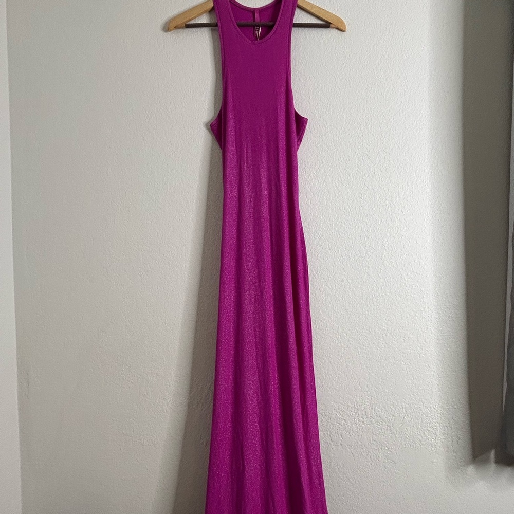 BNWT Skims maxi dress in fuchsia foil - Picture 5 of 16